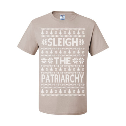 Sleigh the Patriarchy Funny Feminist Middle Class Meme Ugly Christmas Sweater Ugly Christmas Men's T-Shirt