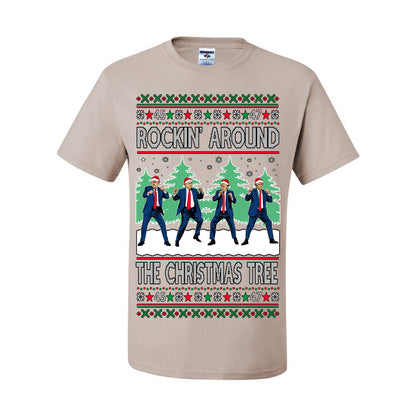 Rocking Around the Christmas Tree Trump Shimmy Dance Ugly Christmas Sweater Ugly Christmas Men's T-Shirt
