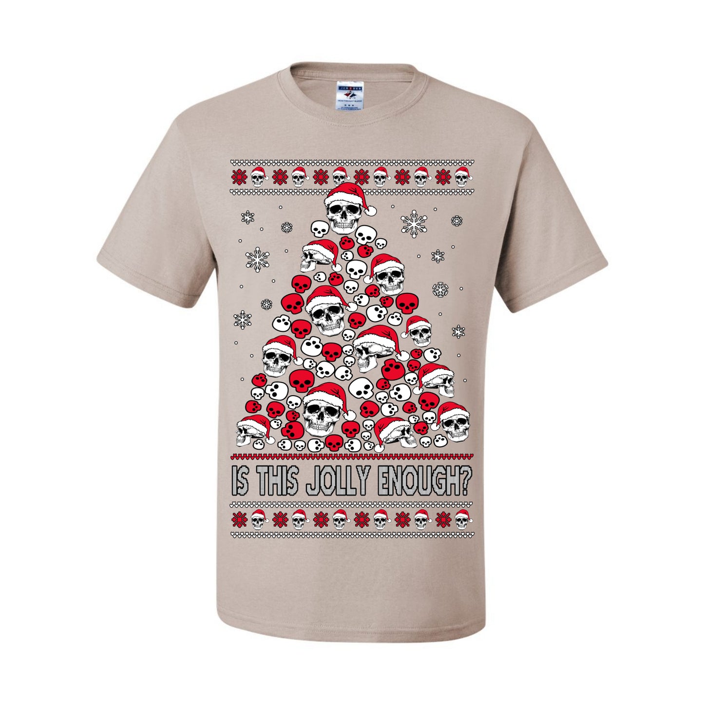 Is This Jolly Enough? Skeleton Halloween Xmas Skull Christmas Tree Ugly Christmas Sweater Ugly Christmas Men's T-Shirt