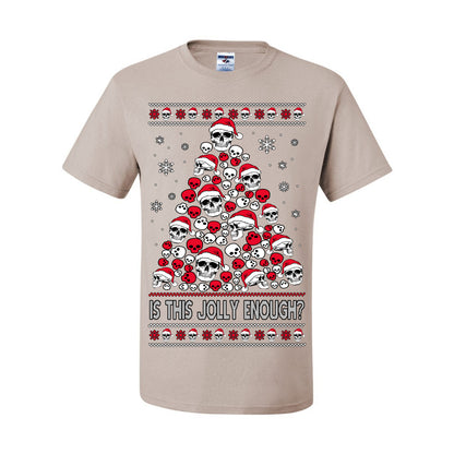 Is This Jolly Enough? Skeleton Halloween Xmas Skull Christmas Tree Ugly Christmas Sweater Ugly Christmas Men's T-Shirt