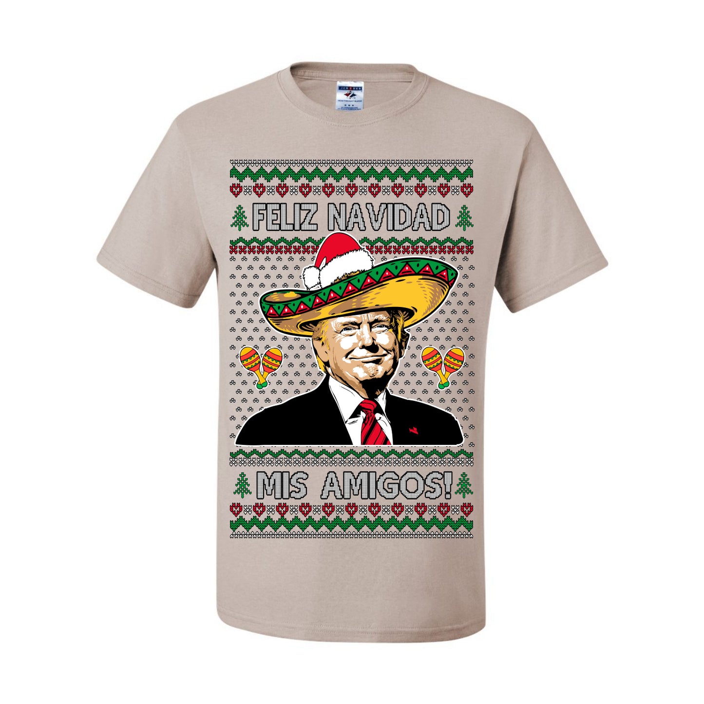 Feliz Navidad Mi Amigos, 47th USA President of the United States, Gift for Republicans Conservatives Ugly Christmas Sweater Ugly Christmas Men's T-Shirt