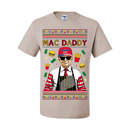 Mac Daddy Funny Viral Trump Meme, PA Fast Food Worker Chef Fries Burgers, 2024 MAGA Make America Great Again Ugly Christmas Sweater Ugly Christmas Men's T-Shirt