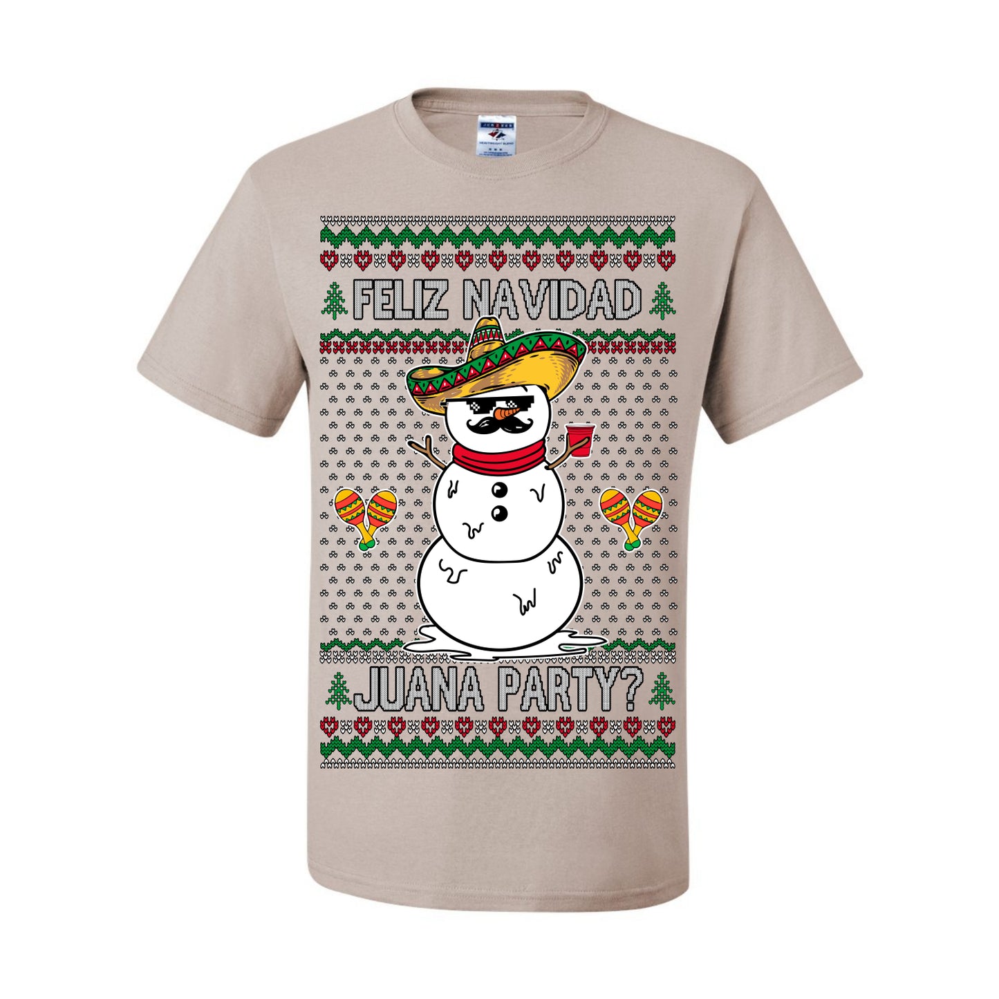 Feliz Navidad Juana Party? Funny Spanish Drinking Sueter Cerveza Ropa en Espanol Ugly Christmas Sweater Ugly Christmas Men's T-Shirt