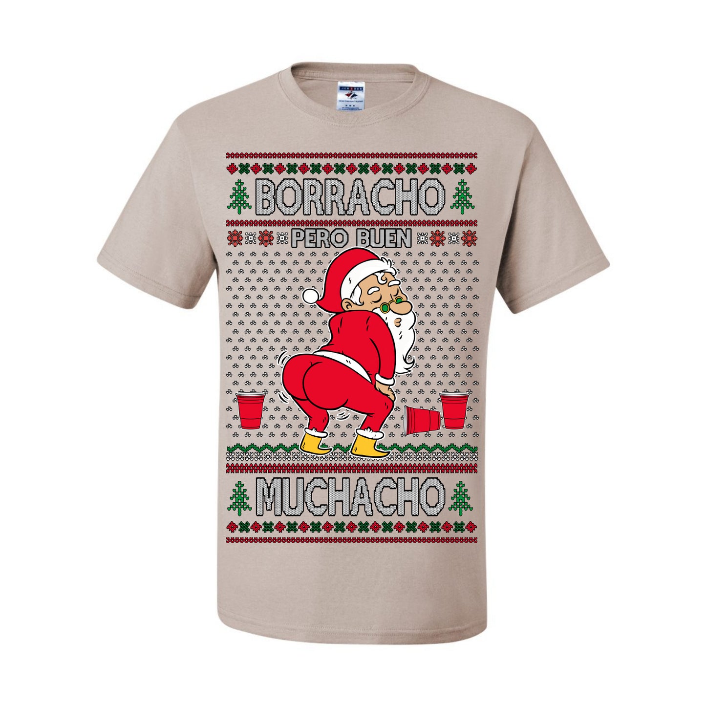 Borracho Pero Buen Muchacho Bebida Alcohol Drunk But a Good Boy, Espanol Ropa Sueter Navideno Cerveza, Funny Ugly Christmas Sweater Ugly Christmas Men's T-Shirt