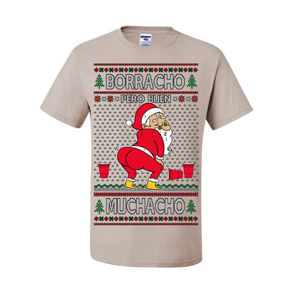 Borracho Pero Buen Muchacho Bebida Alcohol Drunk But a Good Boy, Espanol Ropa Sueter Navideno Cerveza, Funny Ugly Christmas Sweater Ugly Christmas Men's T-Shirt