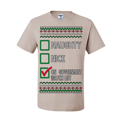 Naughty Nice On Government Watchlist Funny Sarcasm Ugly Christmas Sweater Ugly Christmas Unisex Shirts