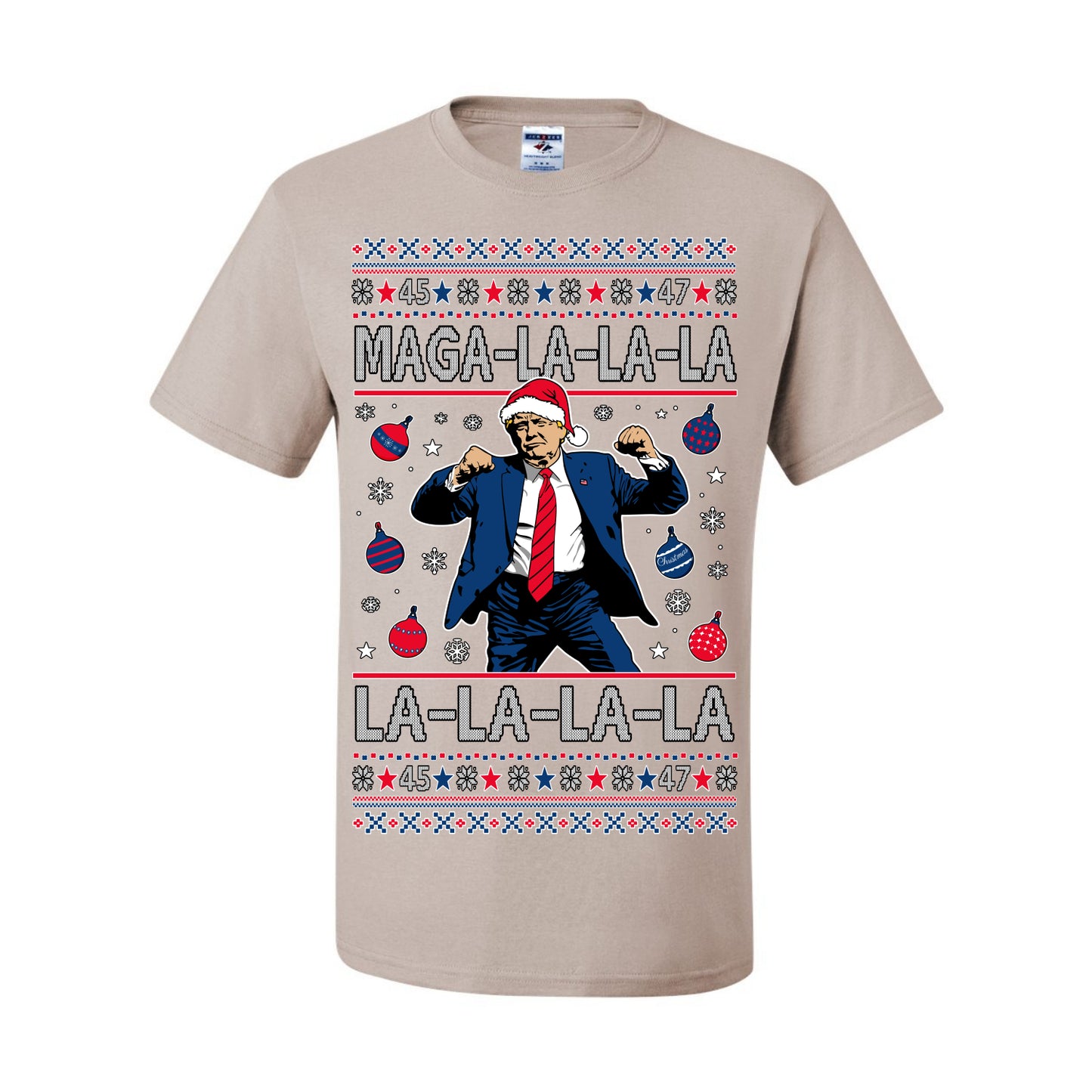 Maga La La La, Funny Xmas Santa Donald Trump Viral Shimmy Dance Classic Christmas Carol Song, Ugly Christmas Sweater Ugly Christmas Men's T-Shirt