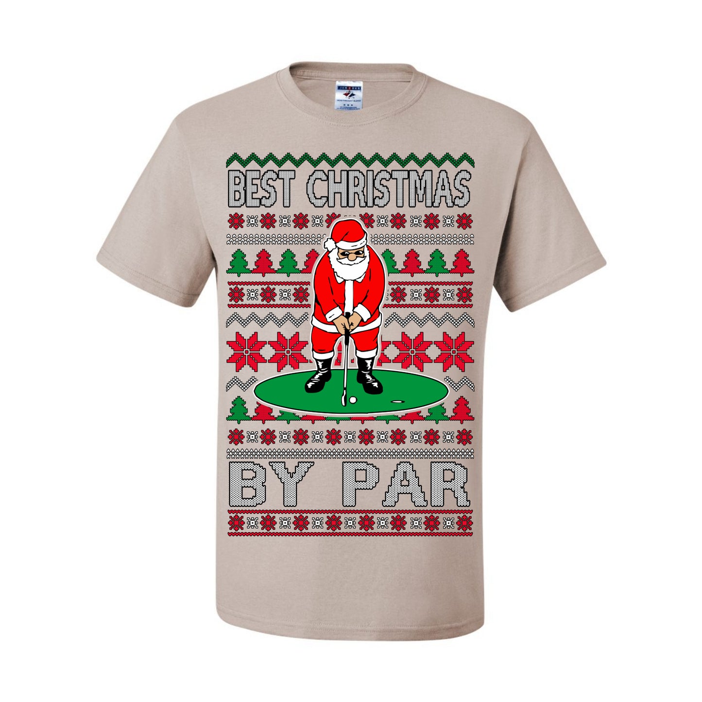 Best Christmas By Par Funny, Santa Golfing Iron Wedge Wood Drive Fore Birdie Eagle, Pun Sports Golf Ugly Christmas Sweater Ugly Christmas Men's T-Shirt