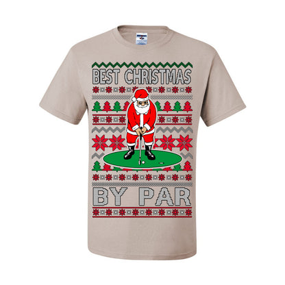 Best Christmas By Par Funny, Santa Golfing Iron Wedge Wood Drive Fore Birdie Eagle, Pun Sports Golf Ugly Christmas Sweater Ugly Christmas Men's T-Shirt