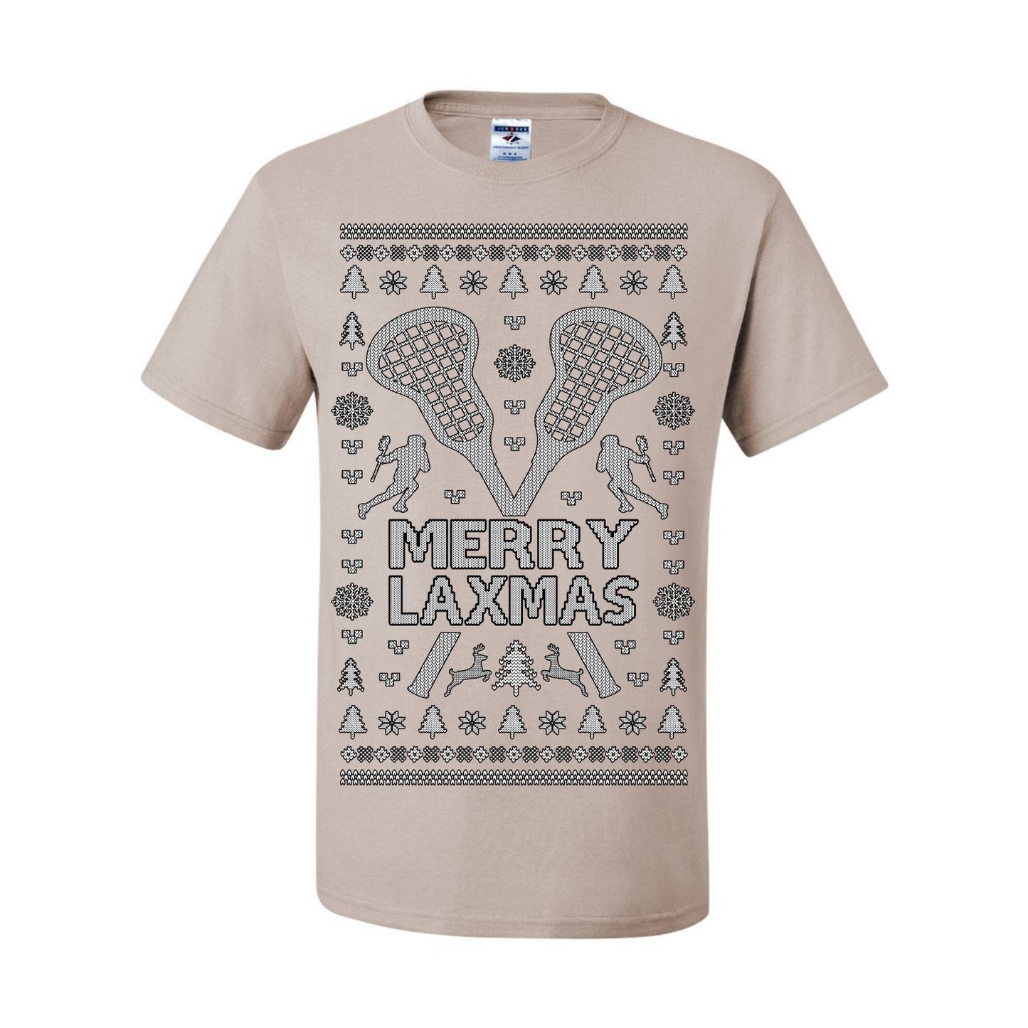 Merry Laxmas Funny Lacrosse Sports LAX, Teen Sport Player Boys Girls Adult Pun Ugly Christmas Sweater Ugly Christmas Men's T-Shirt