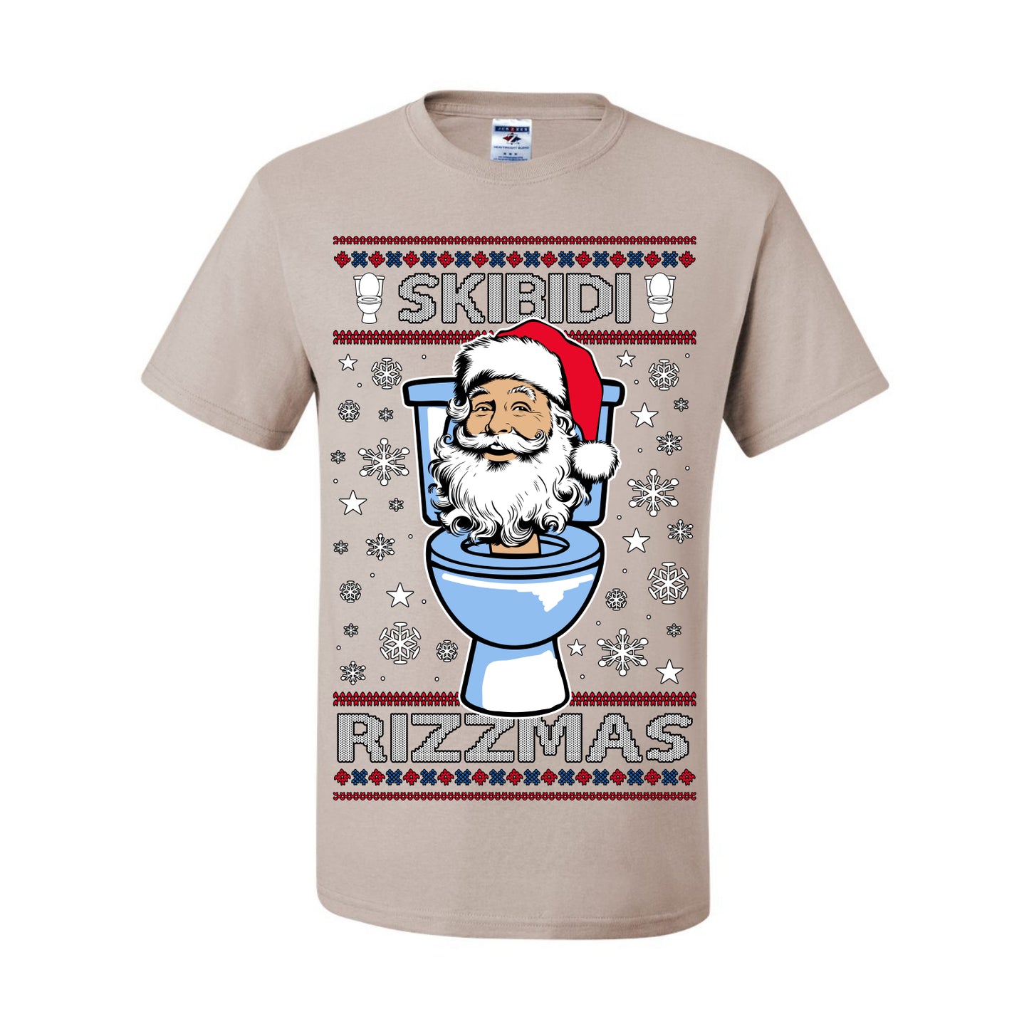 Skibidi Rizzmas Funny Toilet Video Viral Brain Rot Meme, Gen Z Alpha Slang Brainrot Memes Ugly Christmas Sweater Ugly Christmas Men's T-Shirt
