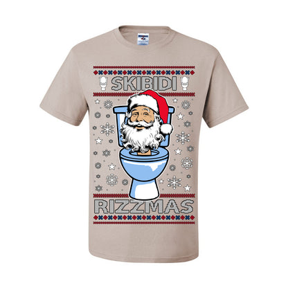 Skibidi Rizzmas Funny Toilet Video Viral Brain Rot Meme, Gen Z Alpha Slang Brainrot Memes Ugly Christmas Sweater Ugly Christmas Men's T-Shirt