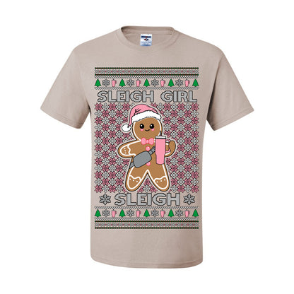Sleigh Girl Sleigh Funny Trendy Pop Girly Sling Bag Coffee Cup Ugly Christmas Sweater Ugly Christmas Men's T-Shirt