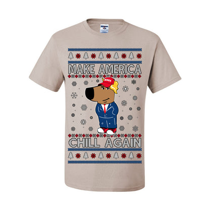 Make America Chill Again Chill Guy Donald Trump, My New Character Viral Gen Z Alpha Meme, MAGA Ugly Christmas Sweater Ugly Christmas Men's T-Shirt