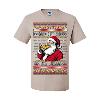 Everybody Knows the Rules Funny, Santa Claus Viral Online Pizza Rating Score, Detroit New England Deep Dish Pizzas Jersey New York Style, Ugly Christmas Sweater Ugly Christmas Men's T-Shirt