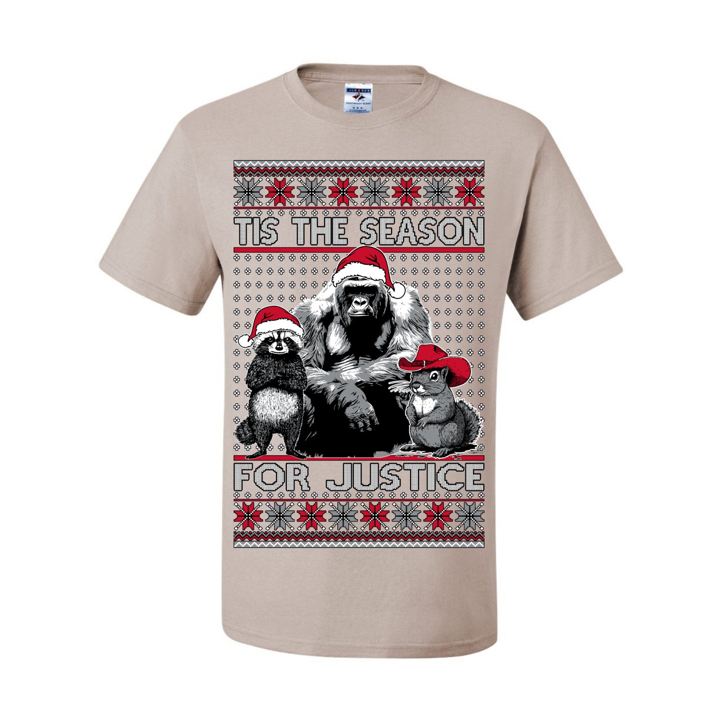Tis the Season For Justice, RIP Harambe Peanut the Squirrel Fred Raccoon Viral Save our Pets Meme, Ugly Christmas Sweater Ugly Christmas Men's T-Shirt