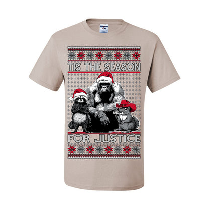 Tis the Season For Justice, RIP Harambe Peanut the Squirrel Fred Raccoon Viral Save our Pets Meme, Ugly Christmas Sweater Ugly Christmas Men's T-Shirt