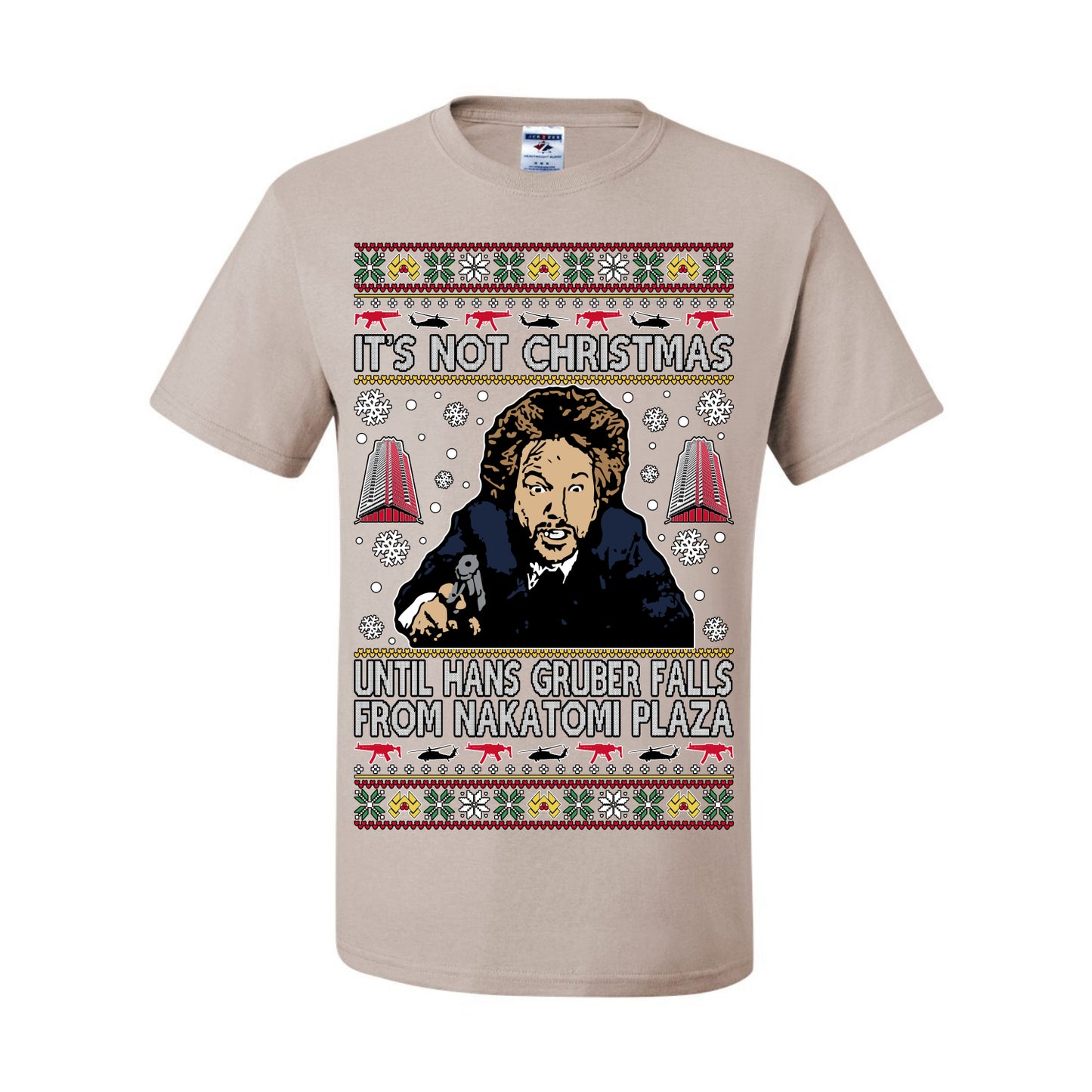 It's Not Christmas Until Hans Gruber Falls From Nakatomi Plaza Color, Classic Xmas Movie McClane, Ugly Christmas Sweater Ugly Christmas Men's T-Shirt