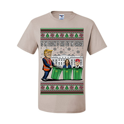 Tis the Season to Take Out the Garbage President Trump, 47th USA President of the United States, Gift for Republicans Conservatives Ugly Christmas Sweater Ugly Christmas Men's T-Shirt