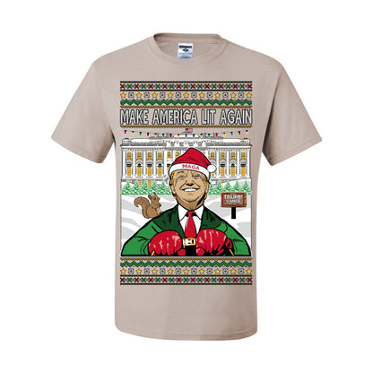 Make America Lit Again Funny Donald Trump JD Vance 2024 White House MAGA, Make America Great Again Sweatshirt Ugly Christmas Sweater Ugly Christmas Men's T-Shirt