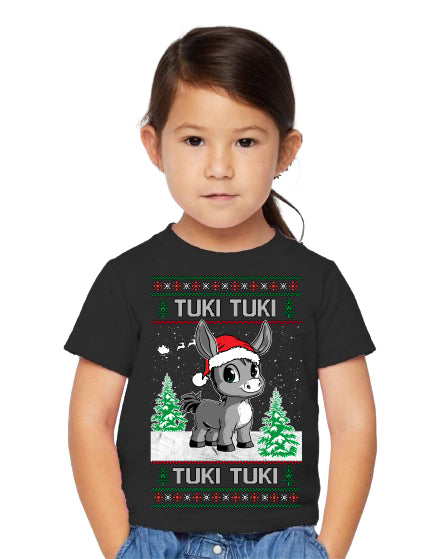 Tuki Tuki Tuki Funny Spanish Music Lyrics, Espanol Ropa por Ninos Ninas Feo Sueter Navideno, Ugly Christmas Sweater Ugly Christmas Toddler Crew Graphic T-Shirt