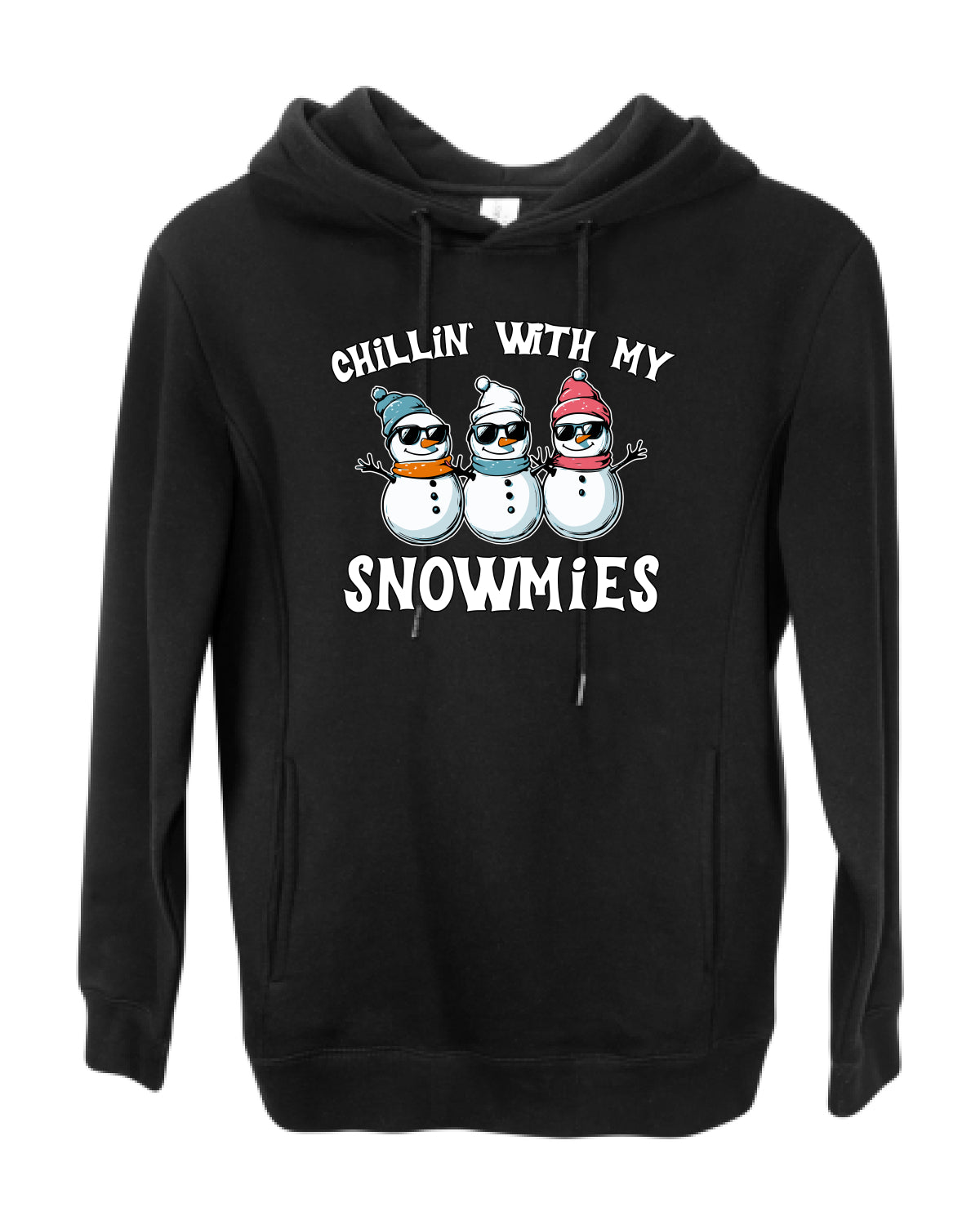 Chillin With My Snowmies, Funny Cute Snow Man Winter Holiday Snowman Homies  Ugly Christmas Premium Side-Pocket Hoodie Sweatshirt