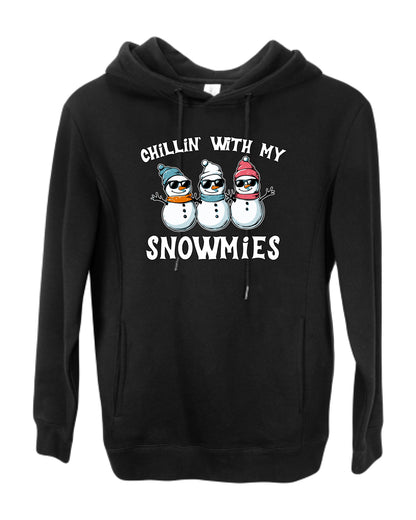 Chillin With My Snowmies, Funny Cute Snow Man Winter Holiday Snowman Homies  Ugly Christmas Premium Side-Pocket Hoodie Sweatshirt