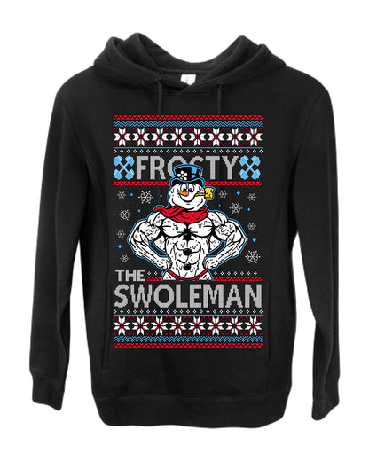 Frosty the Swoleman, Funny Snow Man Workout Gym Weight Lifting, Snowman Classic Movie Ugly Christmas Sweater Ugly Christmas Premium Side-Pocket Hoodie Sweatshirt