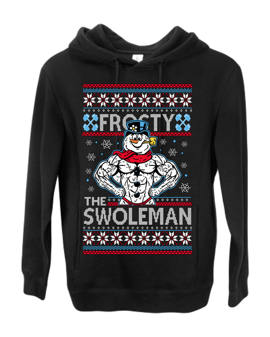 Frosty the Swoleman, Funny Snow Man Workout Gym Weight Lifting, Snowman Classic Movie Ugly Christmas Sweater Ugly Christmas Premium Side-Pocket Hoodie Sweatshirt