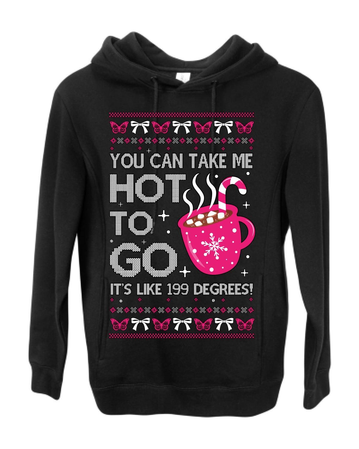 You Can Take Me Hot to Go, Hot Cocoa Viral Midwest Princess Dance Song Pop Music Merchandise Concert Tour Merch, Winter Xmas Ugly Christmas Sweater Ugly Christmas Premium Side-Pocket Hoodie Sweatshirt