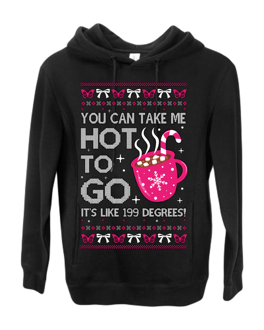 You Can Take Me Hot to Go, Hot Cocoa Viral Midwest Princess Dance Song Pop Music Merchandise Concert Tour Merch, Winter Xmas Ugly Christmas Sweater Ugly Christmas Premium Side-Pocket Hoodie Sweatshirt