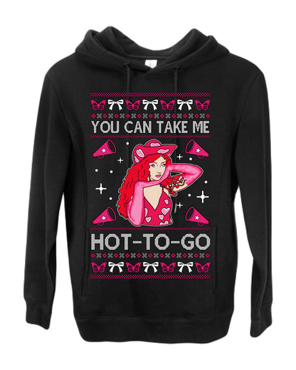 You Can Take Me Hot to Go, Viral Midwest Princess Song Dance Pop Star Concert Tour Merch, Ugly Christmas Sweater Ugly Christmas Premium Side-Pocket Hoodie Sweatshirt