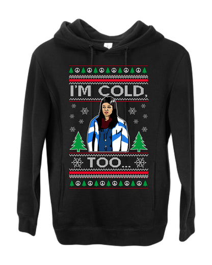 Damn Jackie I Can't Control the Weather, I'm Cold Too, Funny 70s Show Hyde Fez Kelso TV Shows Quotes, Couples Ugly Christmas Sweater Set Ugly Christmas Premium Side-Pocket Hoodie Sweatshirt