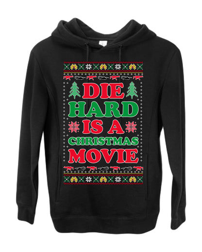 Die Hard is a Christmas Movie Classic, McClane Hans Nakatomi Plaza Xmas Party Holiday Movies, Ugly Christmas Sweater Crewneck Sweatshirt Ugly Christmas Premium Side-Pocket Hoodie Sweatshirt