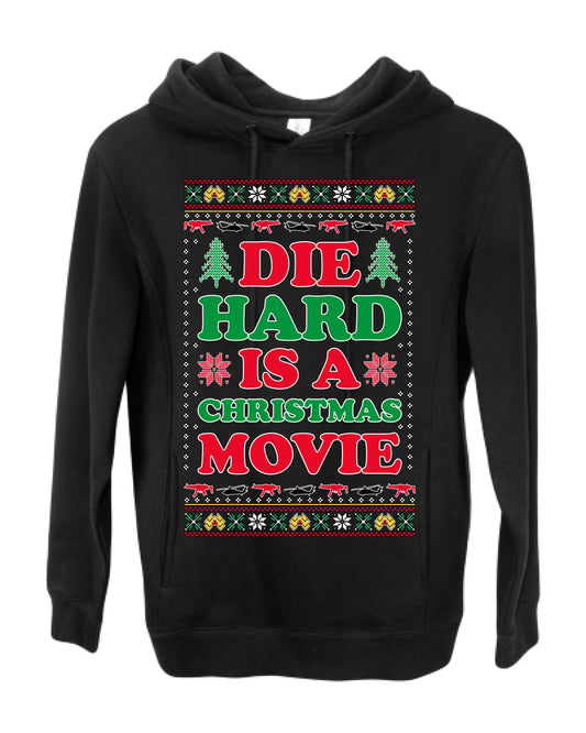 Die Hard is a Christmas Movie Classic, McClane Hans Nakatomi Plaza Xmas Party Holiday Movies, Ugly Christmas Sweater Crewneck Sweatshirt Ugly Christmas Premium Side-Pocket Hoodie Sweatshirt