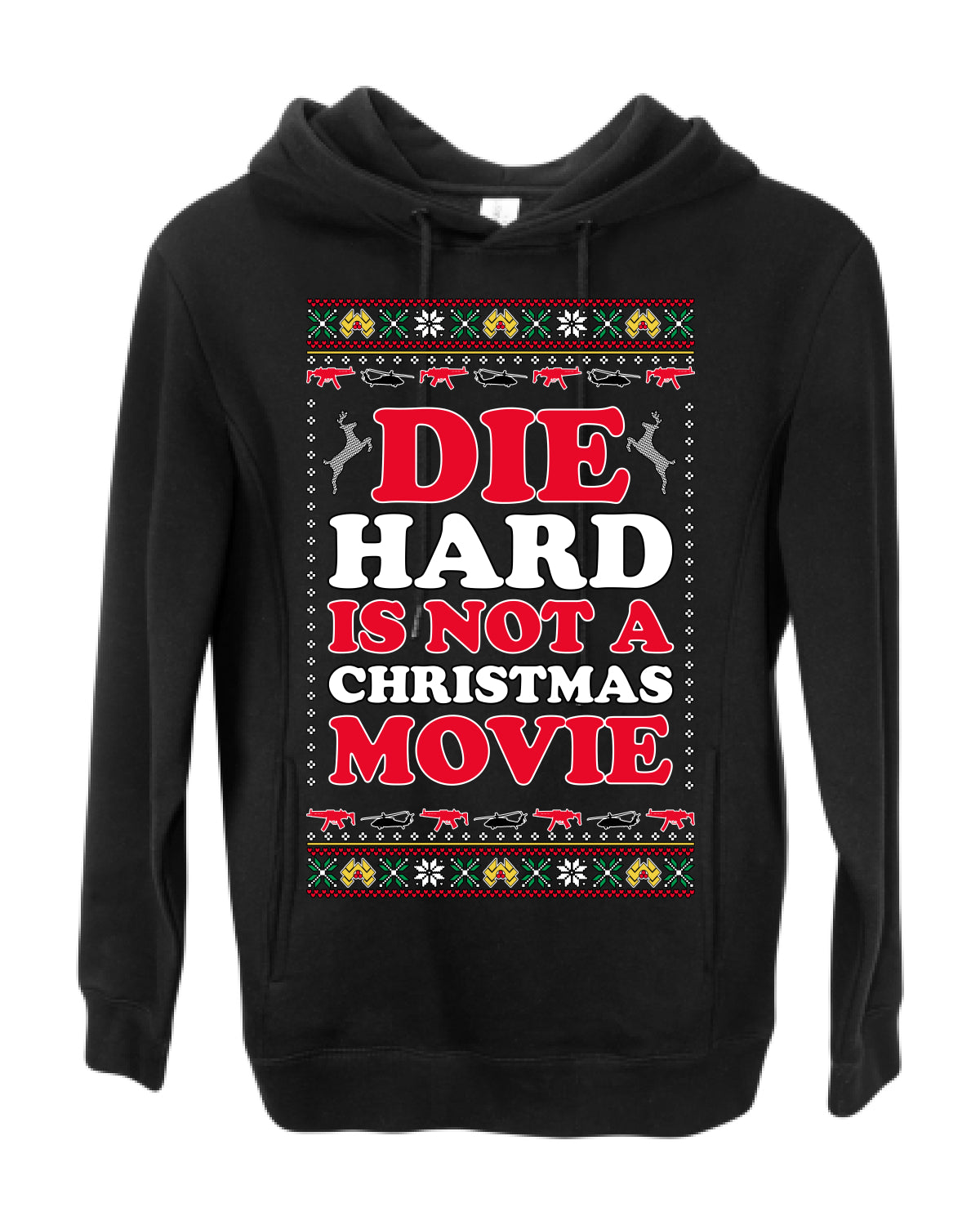 Die Hard is Not a Christmas Movie Classic, McClane Hans Nakatomi Plaza Xmas Party Holiday Movies, Ugly Christmas Sweater Crewneck Sweatshirt Ugly Christmas Premium Side-Pocket Hoodie Sweatshirt