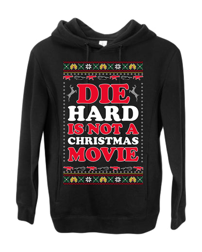 Die Hard is Not a Christmas Movie Classic, McClane Hans Nakatomi Plaza Xmas Party Holiday Movies, Ugly Christmas Sweater Crewneck Sweatshirt Ugly Christmas Premium Side-Pocket Hoodie Sweatshirt