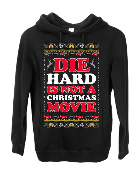 Die Hard is Not a Christmas Movie Classic, McClane Hans Nakatomi Plaza Xmas Party Holiday Movies, Ugly Christmas Sweater Crewneck Sweatshirt Ugly Christmas Premium Side-Pocket Hoodie Sweatshirt