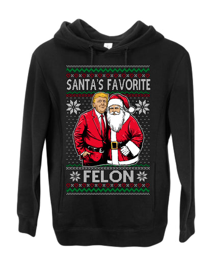 Santa's Favorite Felo,n Funny Donald Trump JD Vance 2024 MAGA Make America Great Again Xmas Santa Claus Funny Sweaters Gift Merch for Republicans, Ugly Christmas Sweater Ugly Christmas Premium Side-Pocket Hoodie Sweatshirt