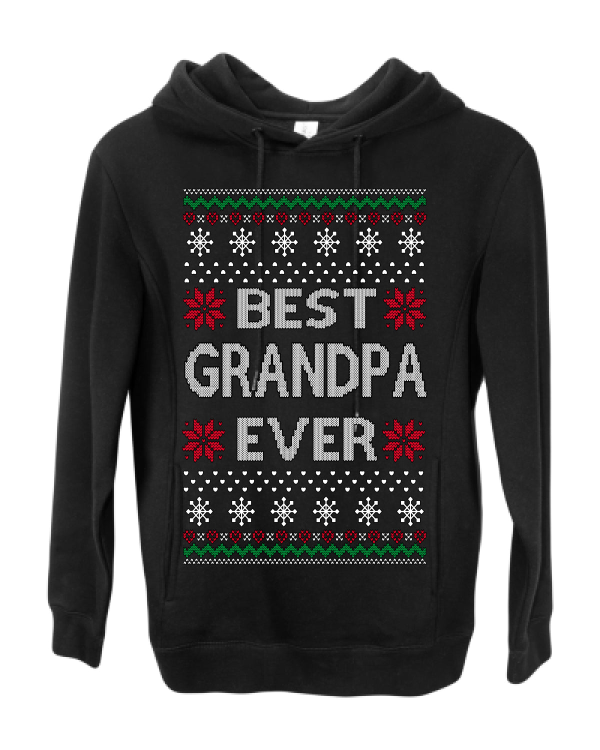 Best Grandpa Ever Classic Xmas Winter Holidays Ugly Christmas Sweater Ugly Christmas Premium Side-Pocket Hoodie Sweatshirt