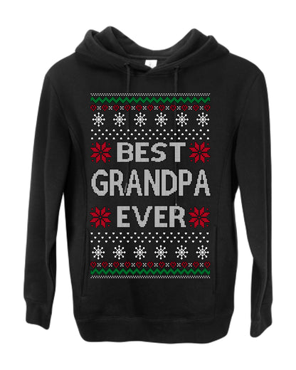Best Grandpa Ever Classic Xmas Winter Holidays Ugly Christmas Sweater Ugly Christmas Premium Side-Pocket Hoodie Sweatshirt