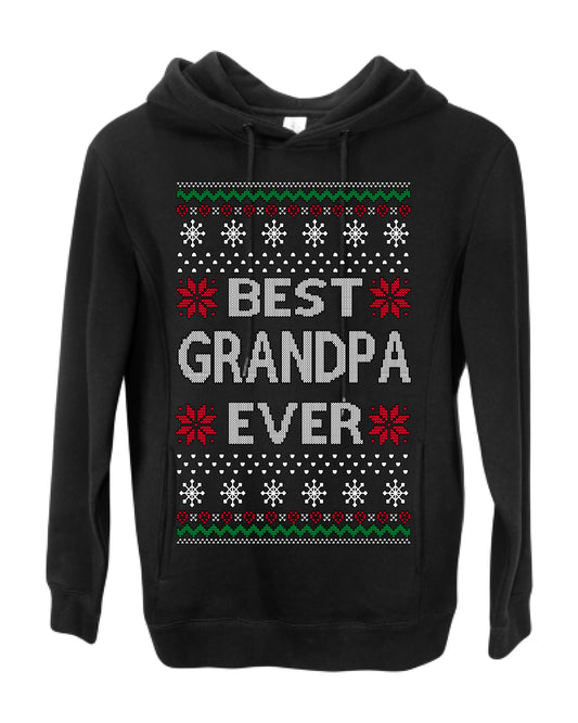 Best Grandpa Ever Classic Xmas Winter Holidays Ugly Christmas Sweater Ugly Christmas Premium Side-Pocket Hoodie Sweatshirt