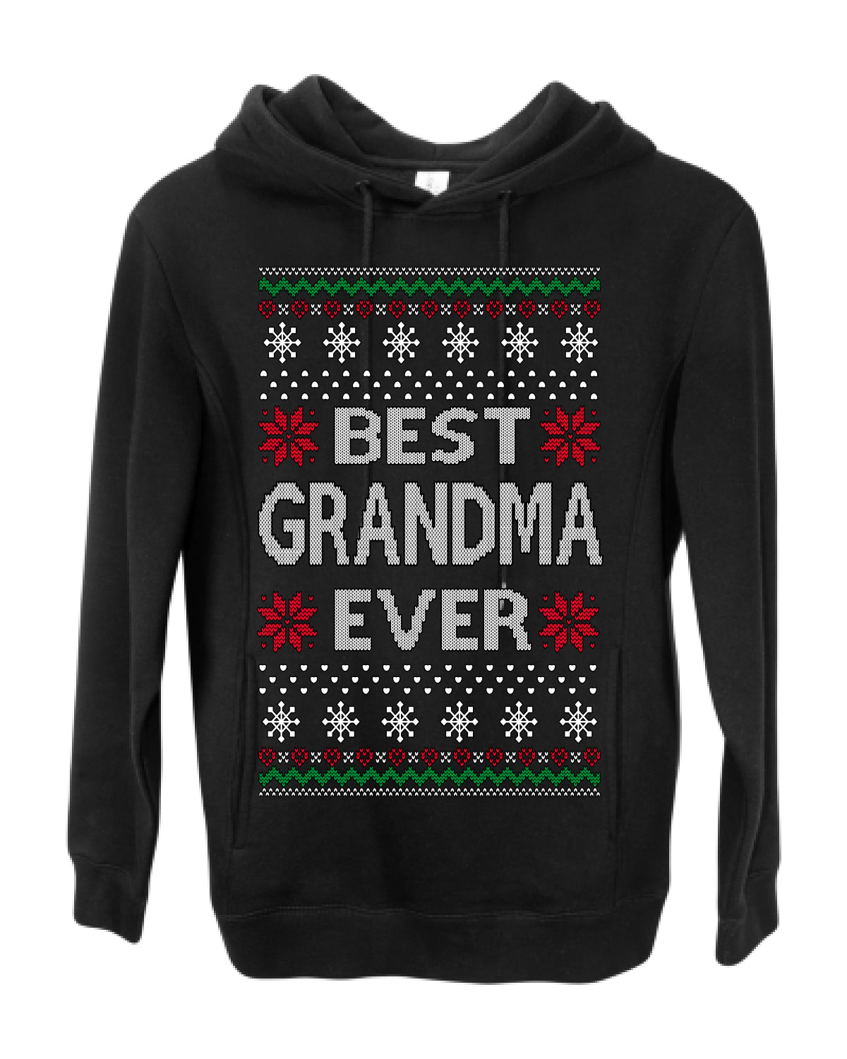 Best Grandma Ever Classic Xmas Winter Holidays Ugly Christmas Sweater Ugly Christmas Premium Side-Pocket Hoodie Sweatshirt