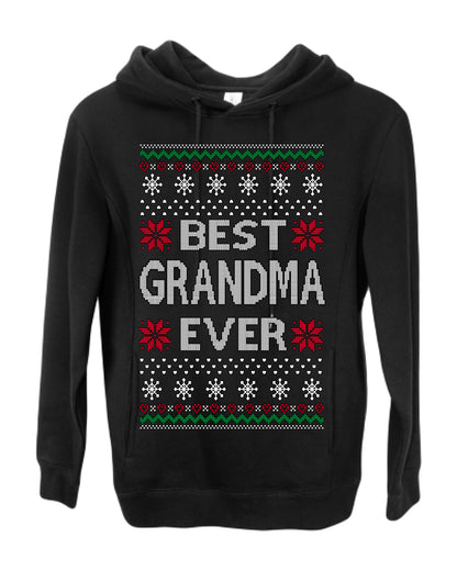 Best Grandma Ever Classic Xmas Winter Holidays Ugly Christmas Sweater Ugly Christmas Premium Side-Pocket Hoodie Sweatshirt