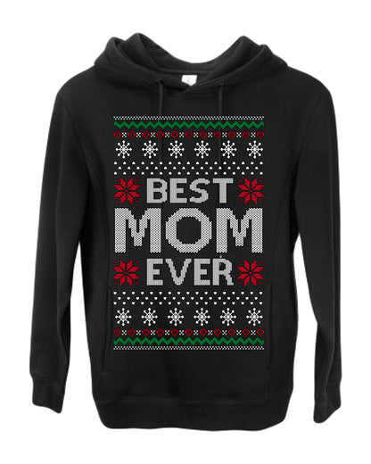 Best Mom Ever Classic Xmas Winter Holidays Ugly Christmas Sweater Ugly Christmas Premium Side-Pocket Hoodie Sweatshirt