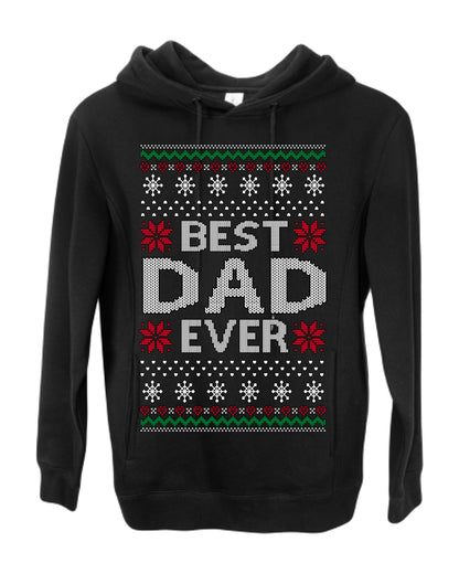 Best Dad Ever Classic Xmas Winter Holidays Ugly Christmas Sweater Ugly Christmas Premium Side-Pocket Hoodie Sweatshirt