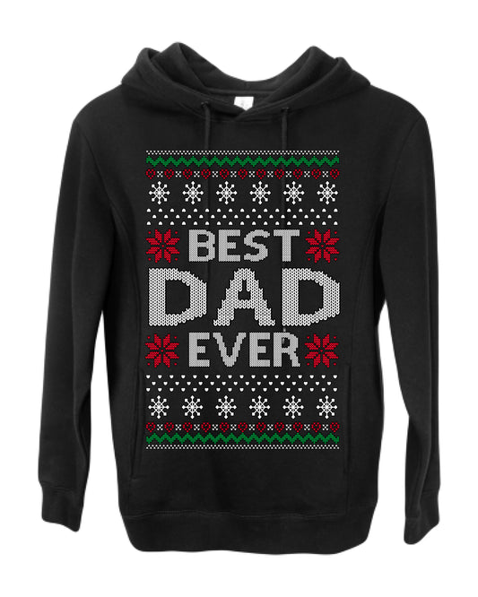 Best Dad Ever Classic Xmas Winter Holidays Ugly Christmas Sweater Ugly Christmas Premium Side-Pocket Hoodie Sweatshirt