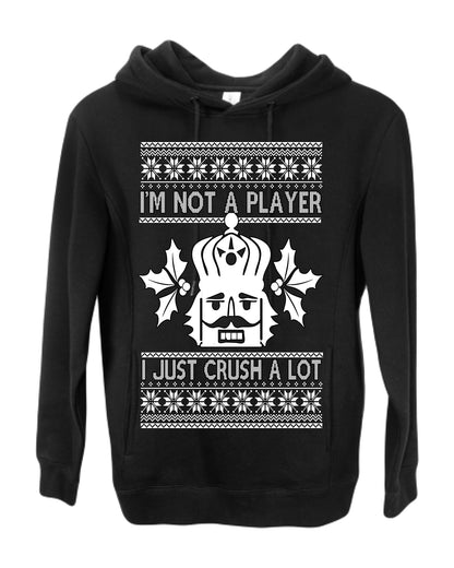 I'm Not a Player I Just Crush A Lot, Funny Nutcracker Nut Cracker Classic Holiday Food Pun Ugly Christmas Sweater Ugly Christmas Premium Side-Pocket Hoodie Sweatshirt
