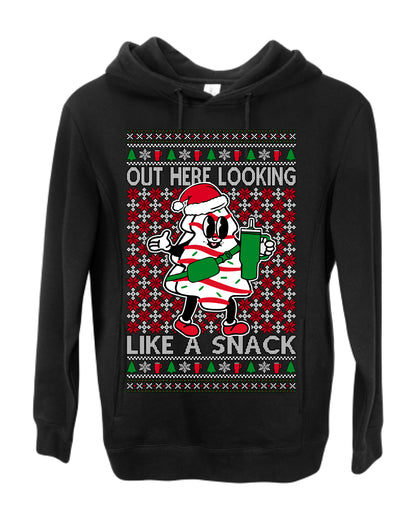 Out Here Looking Like a Snack, Funny Cute White Chocolate Sprinkles Holiday Trendy Millennial Christmas Cookie Ugly Christmas Sweater Ugly Christmas Premium Side-Pocket Hoodie Sweatshirt