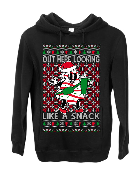 Out Here Looking Like a Snack, Funny Cute White Chocolate Sprinkles Holiday Trendy Millennial Christmas Cookie Ugly Christmas Sweater Ugly Christmas Premium Side-Pocket Hoodie Sweatshirt